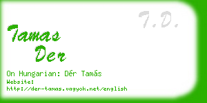 tamas der business card